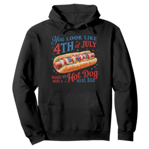 You Look Like 4th of July Hot Dog Hoodie Funny Patriotic Food Meme TS10 Black Print Your Wear