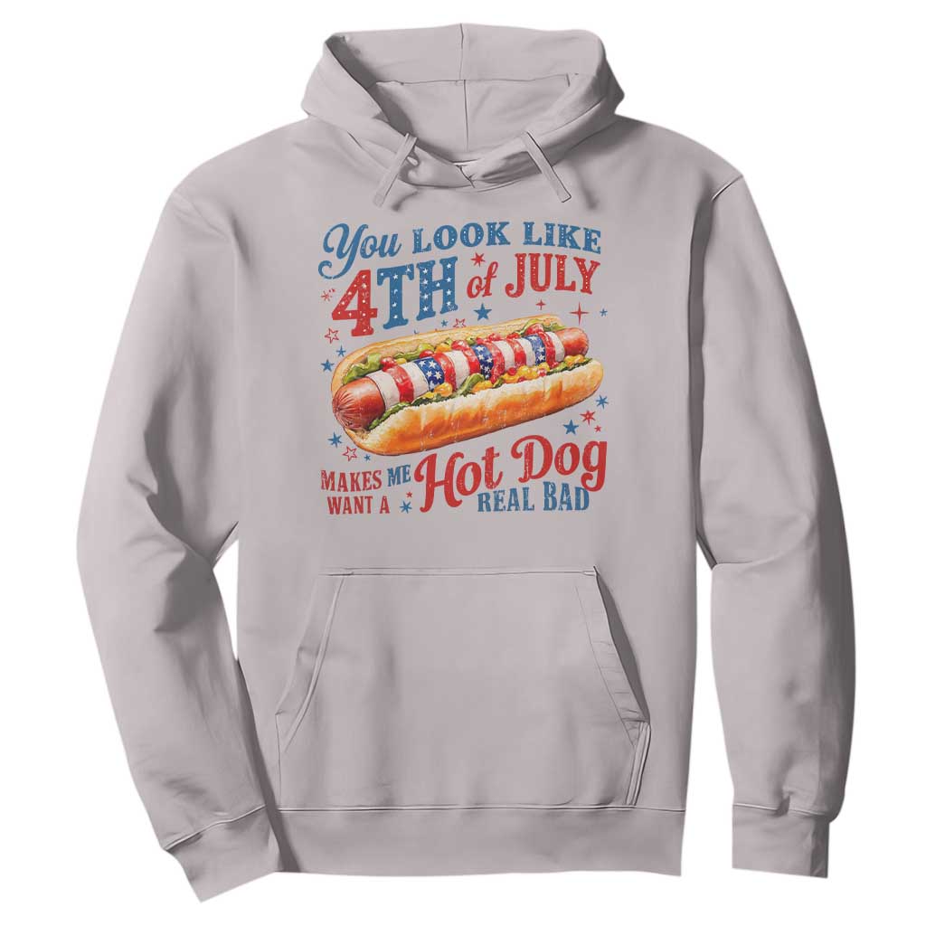 You Look Like 4th of July Hot Dog Hoodie Funny Patriotic Food Meme TS10 Ice Gray Print Your Wear