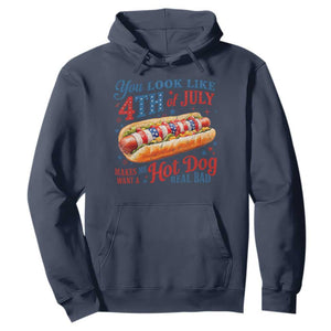 You Look Like 4th of July Hot Dog Hoodie Funny Patriotic Food Meme TS10 Navy Print Your Wear