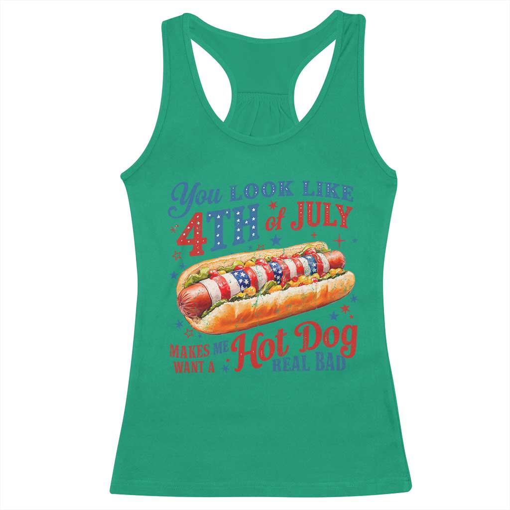 You Look Like 4th of July Hot Dog Racerback Tank Top Funny Patriotic Food Meme TS10 Irish Green Print Your Wear