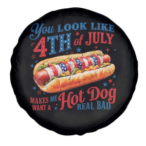 You Look Like 4th of July Hot Dog Spare Tire Cover Funny Patriotic Food Meme TS10 Print Your Wear