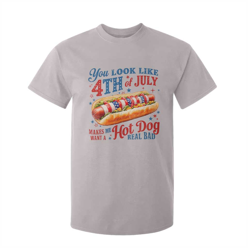 You Look Like 4th of July Hot Dog T Shirt For Kid Funny Patriotic Food Meme TS10 Ice Gray Print Your Wear