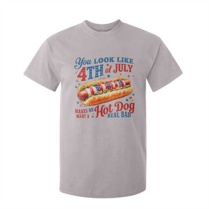 You Look Like 4th of July Hot Dog T Shirt For Kid Funny Patriotic Food Meme TS10 Ice Gray Print Your Wear