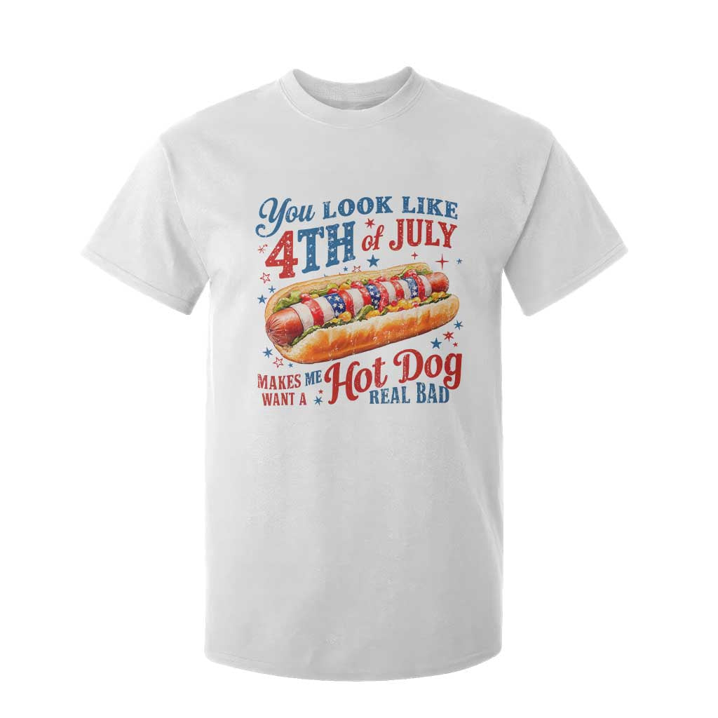 You Look Like 4th of July Hot Dog T Shirt For Kid Funny Patriotic Food Meme TS10 White Print Your Wear