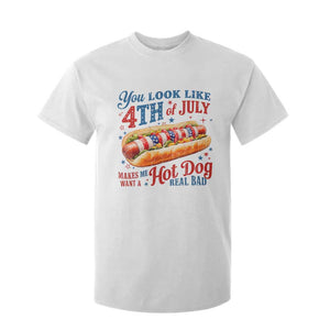 You Look Like 4th of July Hot Dog T Shirt For Kid Funny Patriotic Food Meme TS10 White Print Your Wear