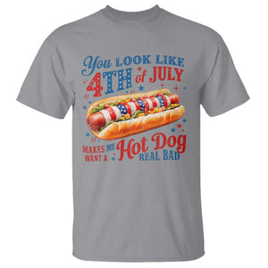 You Look Like 4th of July Hot Dog T Shirt Funny Patriotic Food Meme TS10 Sport Gray Print Your Wear