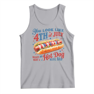 You Look Like 4th of July Hot Dog Tank Top Funny Patriotic Food Meme TS10 Athletic Heather Print Your Wear