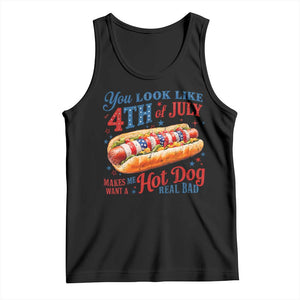 You Look Like 4th of July Hot Dog Tank Top Funny Patriotic Food Meme TS10 Black Print Your Wear