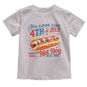 You Look Like 4th of July Hot Dog Toddler T Shirt Funny Patriotic Food Meme TS10 Ice Gray Print Your Wear
