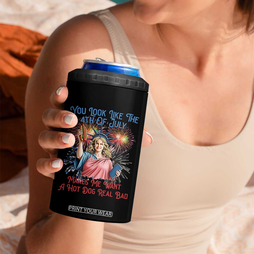 You Look Like The 4th Of July Makes Me Want A Hot Dog Real Bad 4 in 1 Can Cooler Tumbler Funny 4th July Hot Dog Meme TS10 Print Your Wear