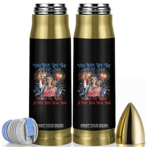 You Look Like The 4th Of July Makes Me Want A Hot Dog Real Bad Bullet Tumbler Funny 4th July Hot Dog Meme TS10 Black Print Your Wear