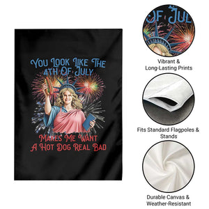 You Look Like The 4th Of July Makes Me Want A Hot Dog Real Bad Garden Flag Funny 4th July Hot Dog Meme TS10 Print Your Wear