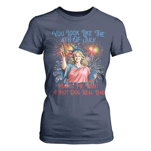 You Look Like The 4th Of July Makes Me Want A Hot Dog Real Bad T Shirt For Women Funny 4th July Hot Dog Meme TS10 Navy Print Your Wear