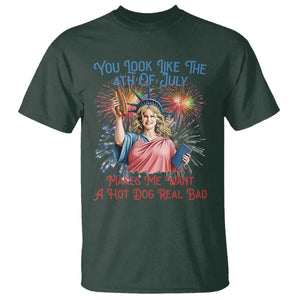 You Look Like The 4th Of July Makes Me Want A Hot Dog Real Bad T Shirt Funny 4th July Hot Dog Meme TS10 Dark Forest Green Print Your Wear