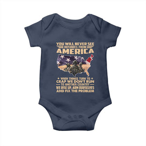 You Will Never See Refugees From America When Things Turn To Baby Onesie TS11 Navy Print Your Wear