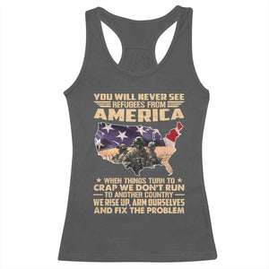 You Will Never See Refugees From America When Things Turn To Racerback Tank Top TS11 Dark Heather Print Your Wear