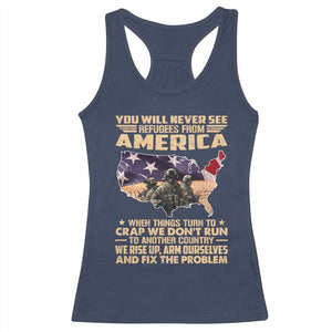 You Will Never See Refugees From America When Things Turn To Racerback Tank Top TS11 Navy Print Your Wear