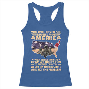 You Will Never See Refugees From America When Things Turn To Racerback Tank Top TS11 Royal Blue Print Your Wear