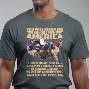 You Will Never See Refugees From America When Things Turn To T Shirt TS11 Dark Heather Print Your Wear