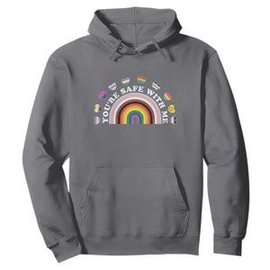 You're Safe With Me Hoodie LGBTQ Pride Ally Rainbow Heart TS11 Charcoal Print Your Wear