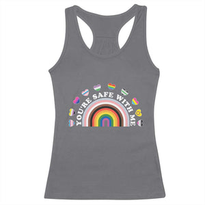 You're Safe With Me Racerback Tank Top LGBTQ Pride Ally Rainbow Heart TS11 Charcoal Print Your Wear