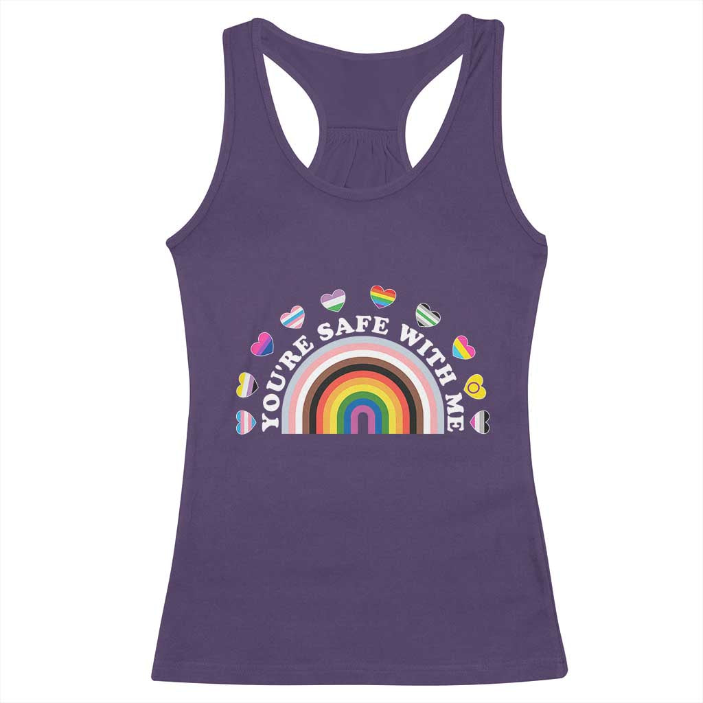 You're Safe With Me Racerback Tank Top LGBTQ Pride Ally Rainbow Heart TS11 Purple Print Your Wear