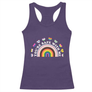 You're Safe With Me Racerback Tank Top LGBTQ Pride Ally Rainbow Heart TS11 Purple Print Your Wear