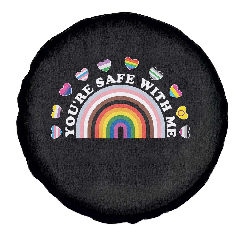 You're Safe With Me Spare Tire Cover LGBTQ Pride Ally Rainbow Heart TS11 Print Your Wear