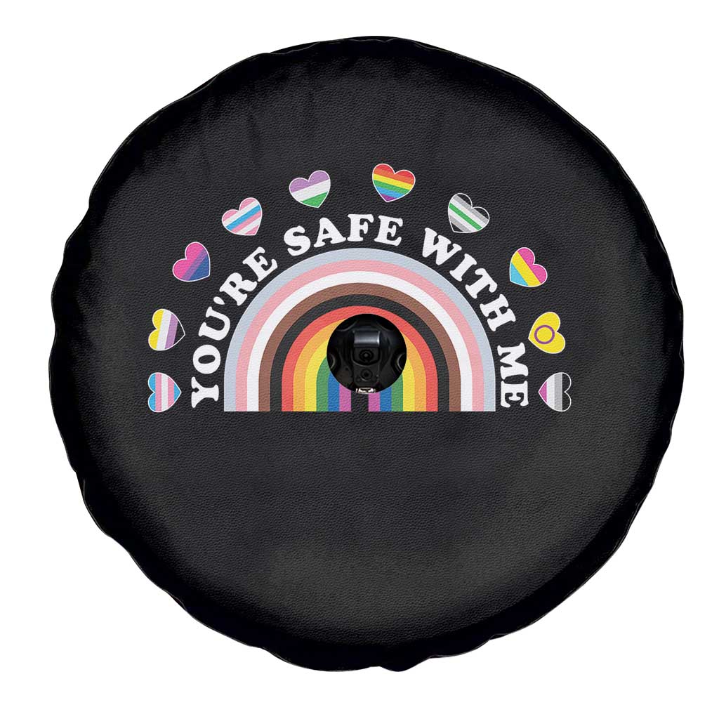 You're Safe With Me Spare Tire Cover LGBTQ Pride Ally Rainbow Heart TS11 Print Your Wear