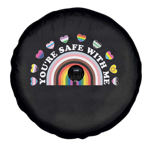 You're Safe With Me Spare Tire Cover LGBTQ Pride Ally Rainbow Heart TS11 Print Your Wear