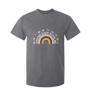 You're Safe With Me T Shirt For Kid LGBTQ Pride Ally Rainbow Heart TS11 Charcoal Print Your Wear