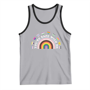 You're Safe With Me Tank Top LGBTQ Pride Ally Rainbow Heart TS11 Athletic Heather Black Print Your Wear