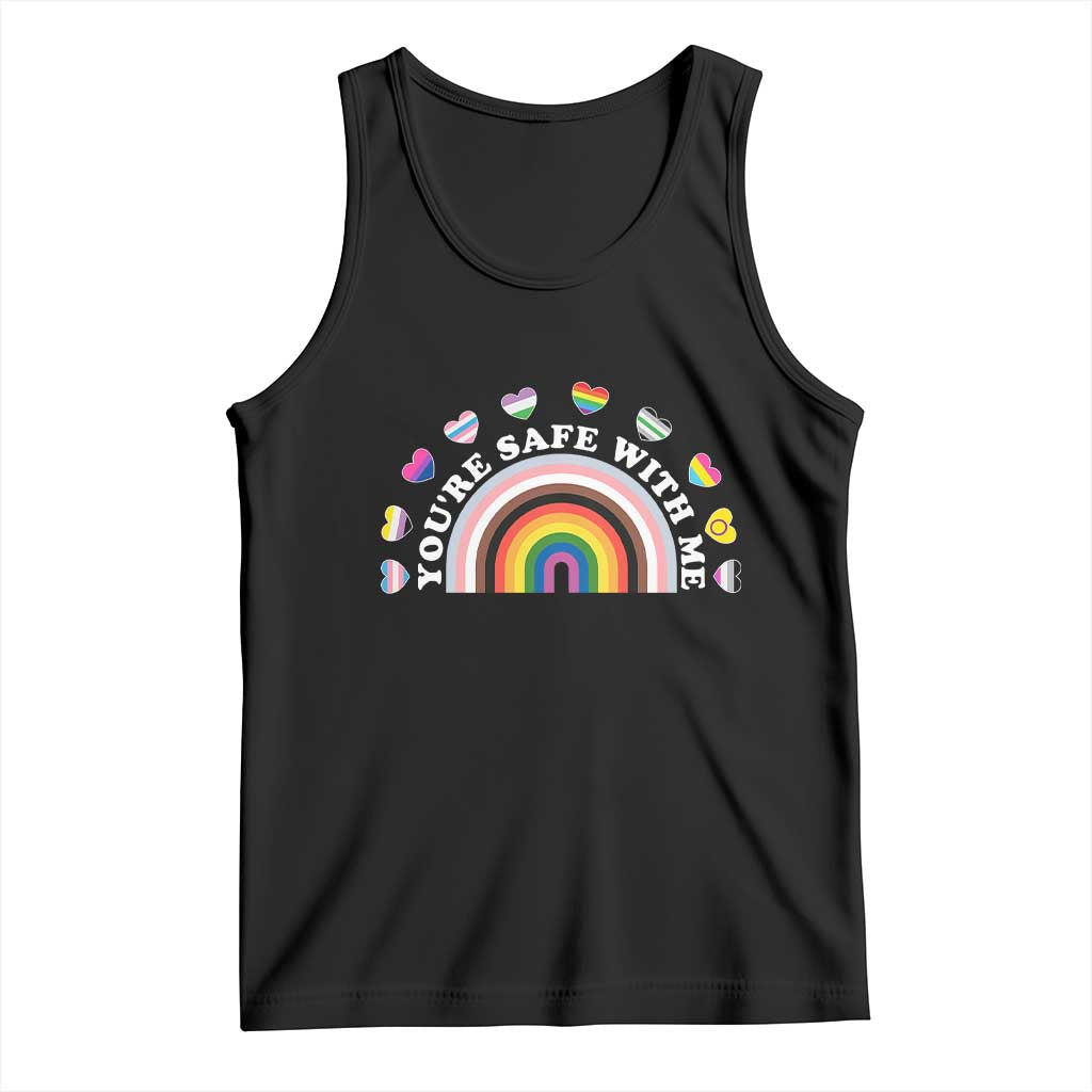 You're Safe With Me Tank Top LGBTQ Pride Ally Rainbow Heart TS11 Black Print Your Wear