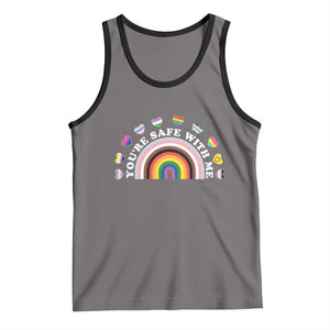 You're Safe With Me Tank Top LGBTQ Pride Ally Rainbow Heart TS11 Deep Heather Black Print Your Wear