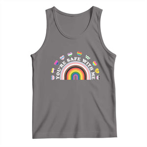You're Safe With Me Tank Top LGBTQ Pride Ally Rainbow Heart TS11 Deep Heather Print Your Wear