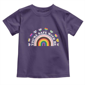 You're Safe With Me Toddler T Shirt LGBTQ Pride Ally Rainbow Heart TS11 Purple Print Your Wear