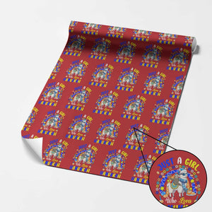 A Girl Loves Hanukkah Wrapping Paper Roll Funny Sloth On Llama Jewish Holiday Gift TS12 Red Print Your Wear