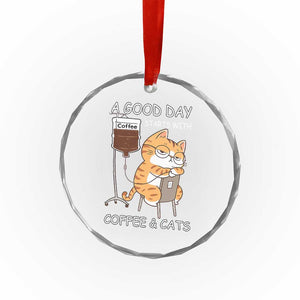 A Good Day Starts With Coffee And Cats Crystal Glass Ornament Funny Purrfect Morning TS12 Print Your Wear