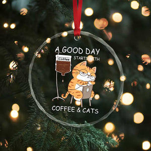 A Good Day Starts With Coffee And Cats Crystal Glass Ornament Funny Purrfect Morning TS12 Print Your Wear