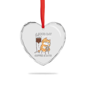 A Good Day Starts With Coffee And Cats Heart Crystal Glass Ornament Funny Purrfect Morning TS12 Print Your Wear