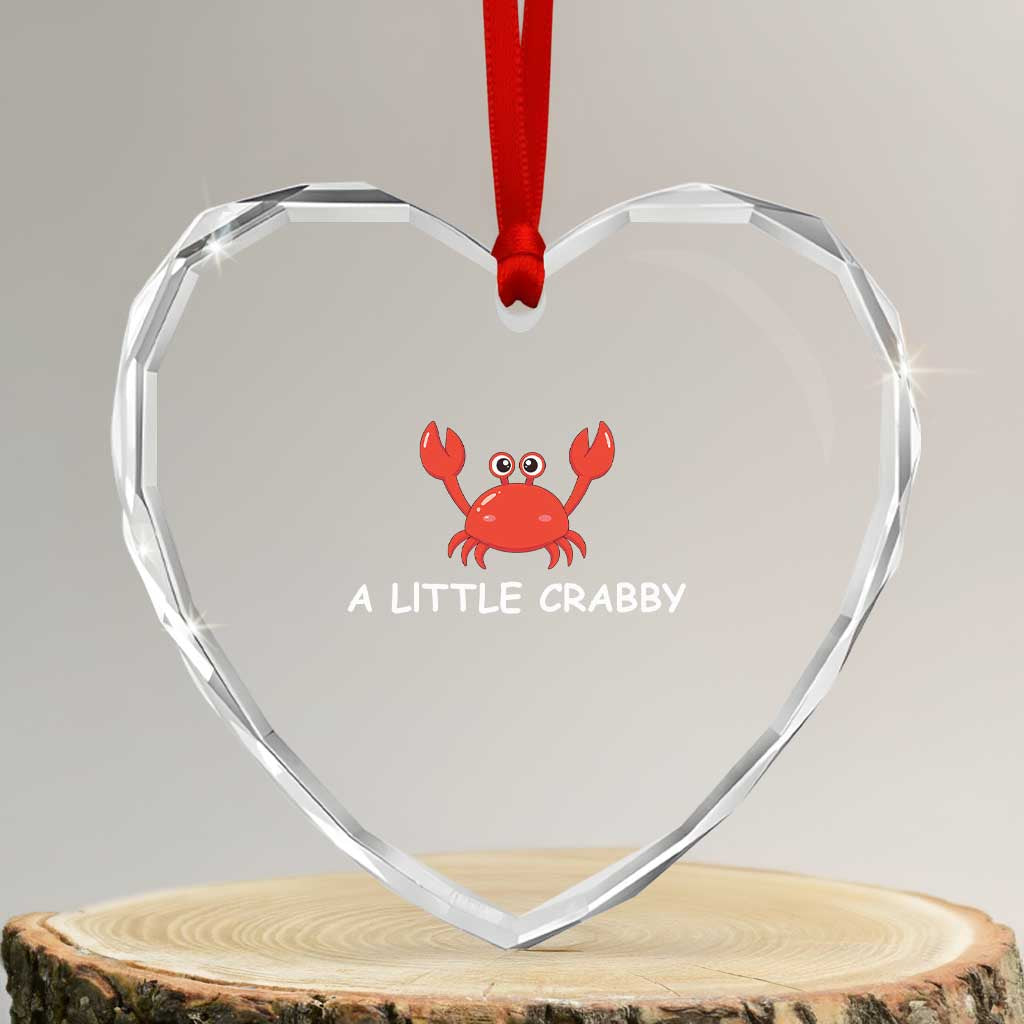 A Little Crabby Heart Crystal Glass Ornament Minimalist Beach Meme Summer Aesthetic