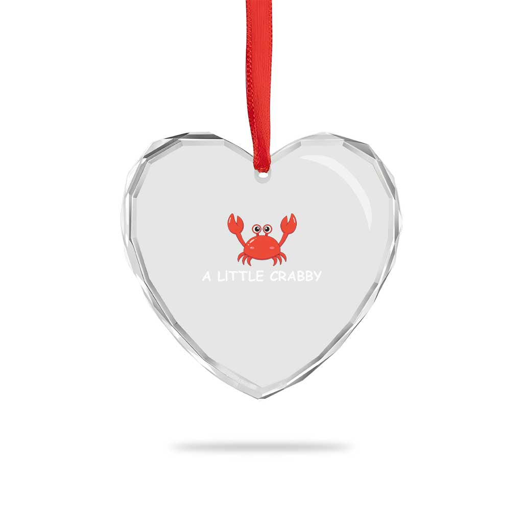 A Little Crabby Heart Crystal Glass Ornament Minimalist Beach Meme Summer Aesthetic