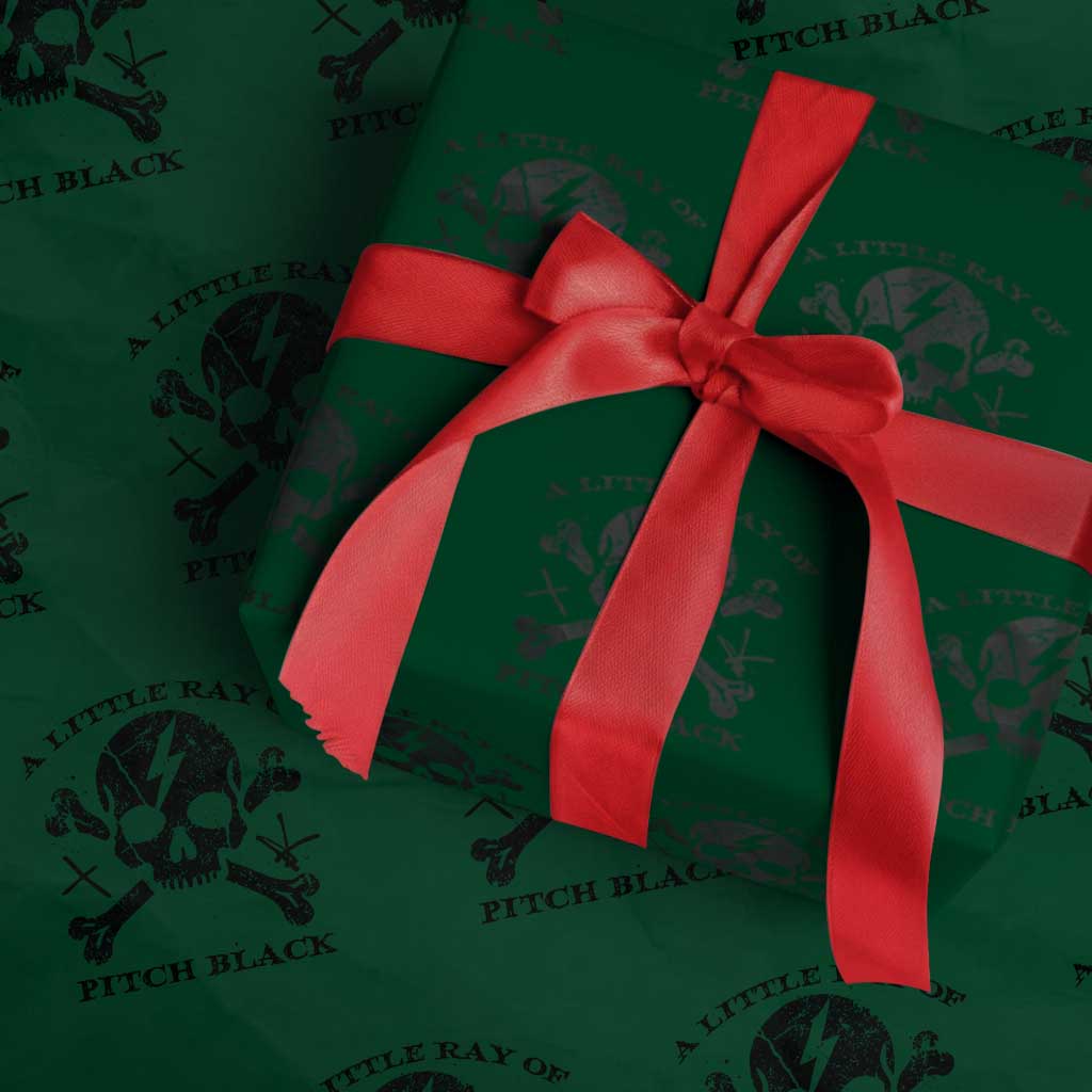 A Little Ray of Pitch Black Wrapping Paper Roll Dark Humor Sarcastic Halloween Spooky Skull TS10 Green Print Your Wear