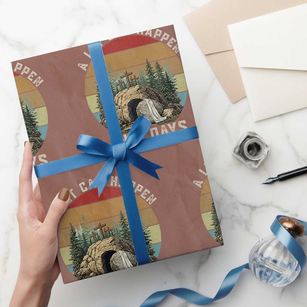 A Lot Can Happen in 3 Days Wrapping Paper Roll Christian Easter TS14 Mocha Print Your Wear