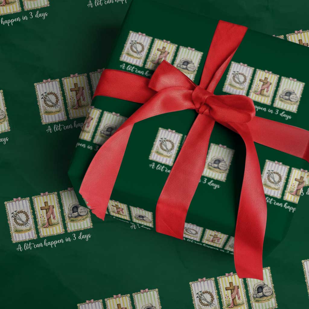 A Lot Can Happen in 3 Days Wrapping Paper Roll Christian Jesus Easter TS14 Green Print Your Wear