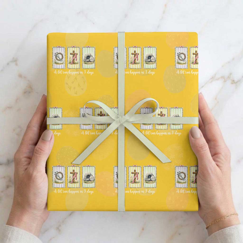 A Lot Can Happen in 3 Days Wrapping Paper Roll Christian Jesus Easter TS14 Yellow Print Your Wear