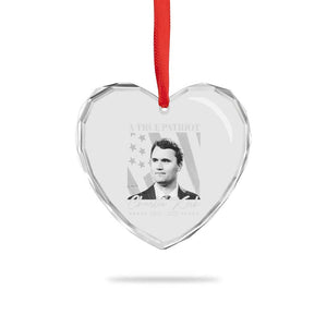 A True Patriot Charlie Kirk Heart Crystal Glass Ornament Vintage American Flag TS11 Print Your Wear