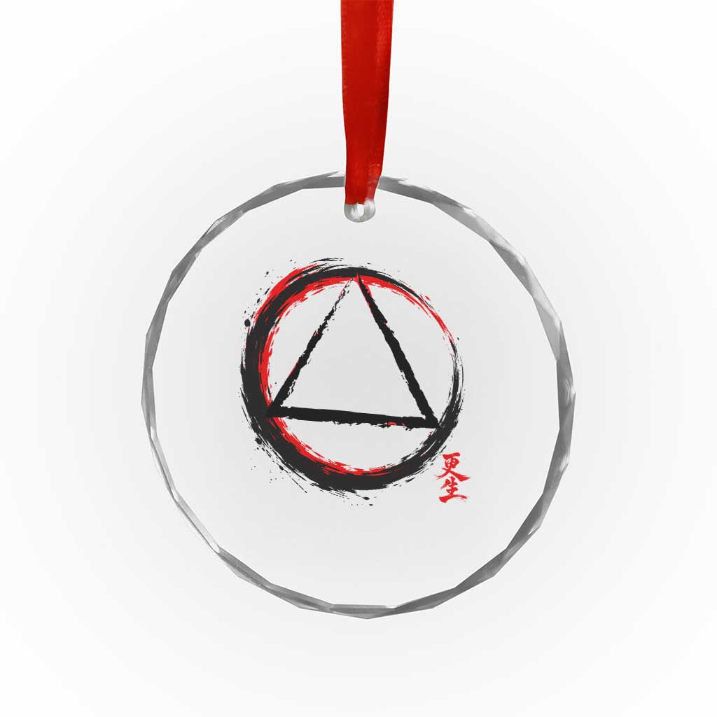 AA Sober Logo Symbol Serenity Recovery Crystal Glass Ornament Japanese Brushstroke Circle TS11 Print Your Wear