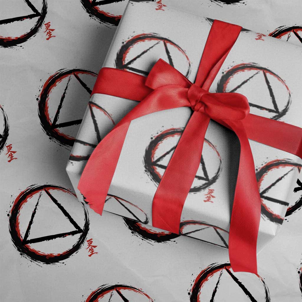 AA Sober Logo Symbol Serenity Recovery Wrapping Paper Roll Japanese Brushstroke Circle TS11 White Print Your Wear