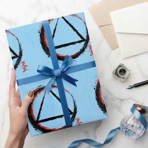 AA Sober Logo Symbol Serenity Recovery Wrapping Paper Roll Japanese Brushstroke Circle TS11 Light Blue Print Your Wear